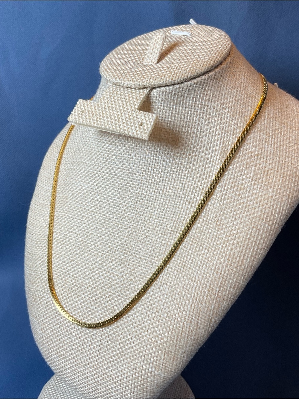 Vintage Ambassador Gold Tone Herringbone Chain Necklace Classic Statement